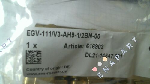 EGV-111/V3-AH9-1/2BN-00 Parça-2/2 yönlü MV, 3'lü pil