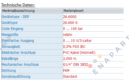 26.600G-1003-R-3-5-TM0-300-1-000 (OEM) Basınç vericisi
