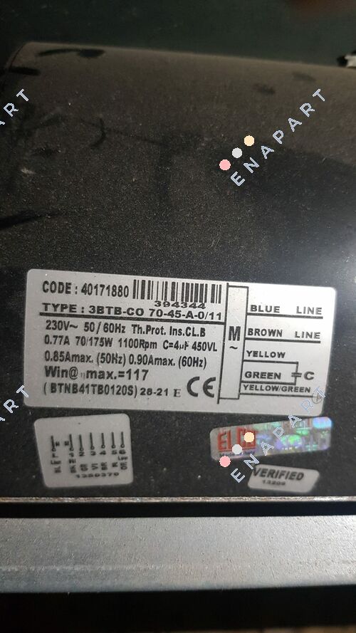 GMV 3BTB.CO.70.45.A.0/11 BTNB41TB0120S *40171880* fan coil kelepçesi