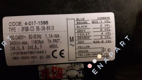 GMV 3FGB.CO.85.38.6V/3 FGFB46TB0194S SETEM011.01 *40171588* Fan Motoru