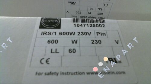 1047125001   / IRS/1 600W 230V Kızılötesi çubuk ısıtıcı