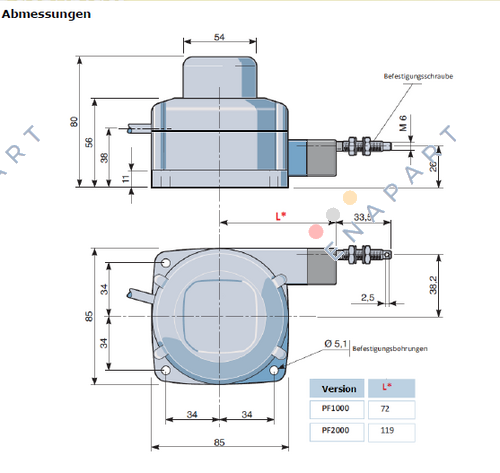2239 - PF-1000-10K-2 Kasnak sensörü, potansiyometrik 10 K-ohm