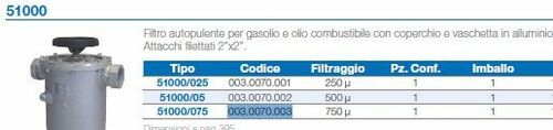 51000/075/ 003.0070.003 Kendini Temizleyen Yakıt Filtresi