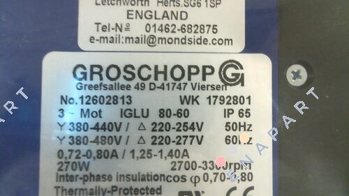 IGLU 80 60 + VE31-G-R-5 i= 38:1 Sonsuz Dişli Redüktörlü AC Dişli Motoru