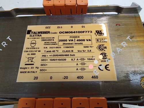 CTOCM064100F773 ONAYLI TEK FAZLI İZOLASYON TRANSFORMATÖRÜ