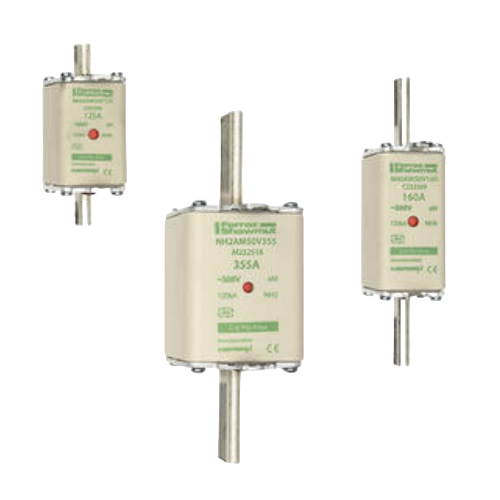 NH fuse-links aM 500VAC , double indicator/live gripping-lugs size 000, 00, 0, 1, 2, 3