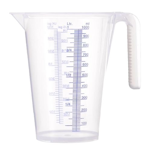 Measuring jugs, PP, blue raised scale, stackable